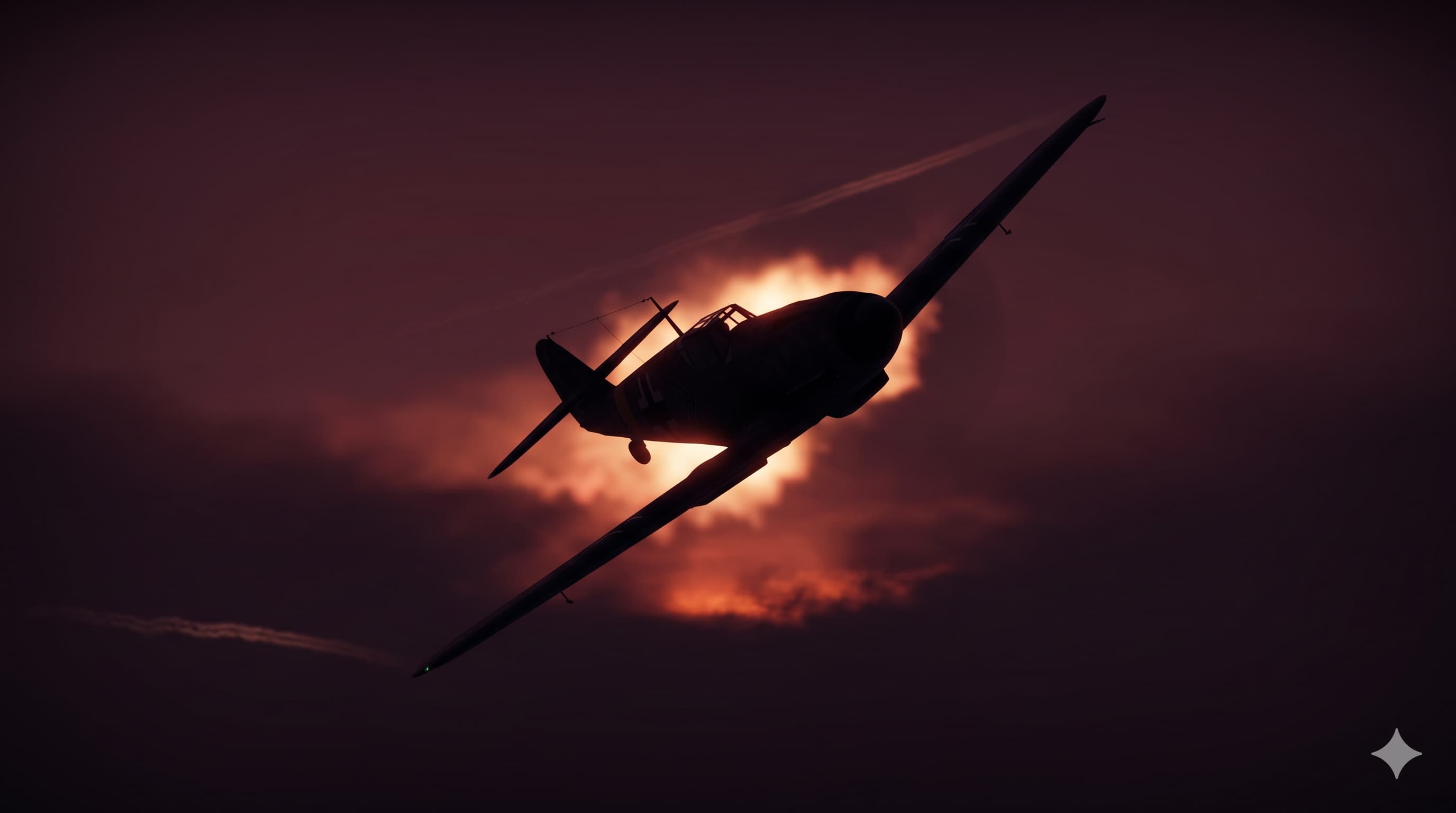 Messerschmitt Bf 109 силует при залез