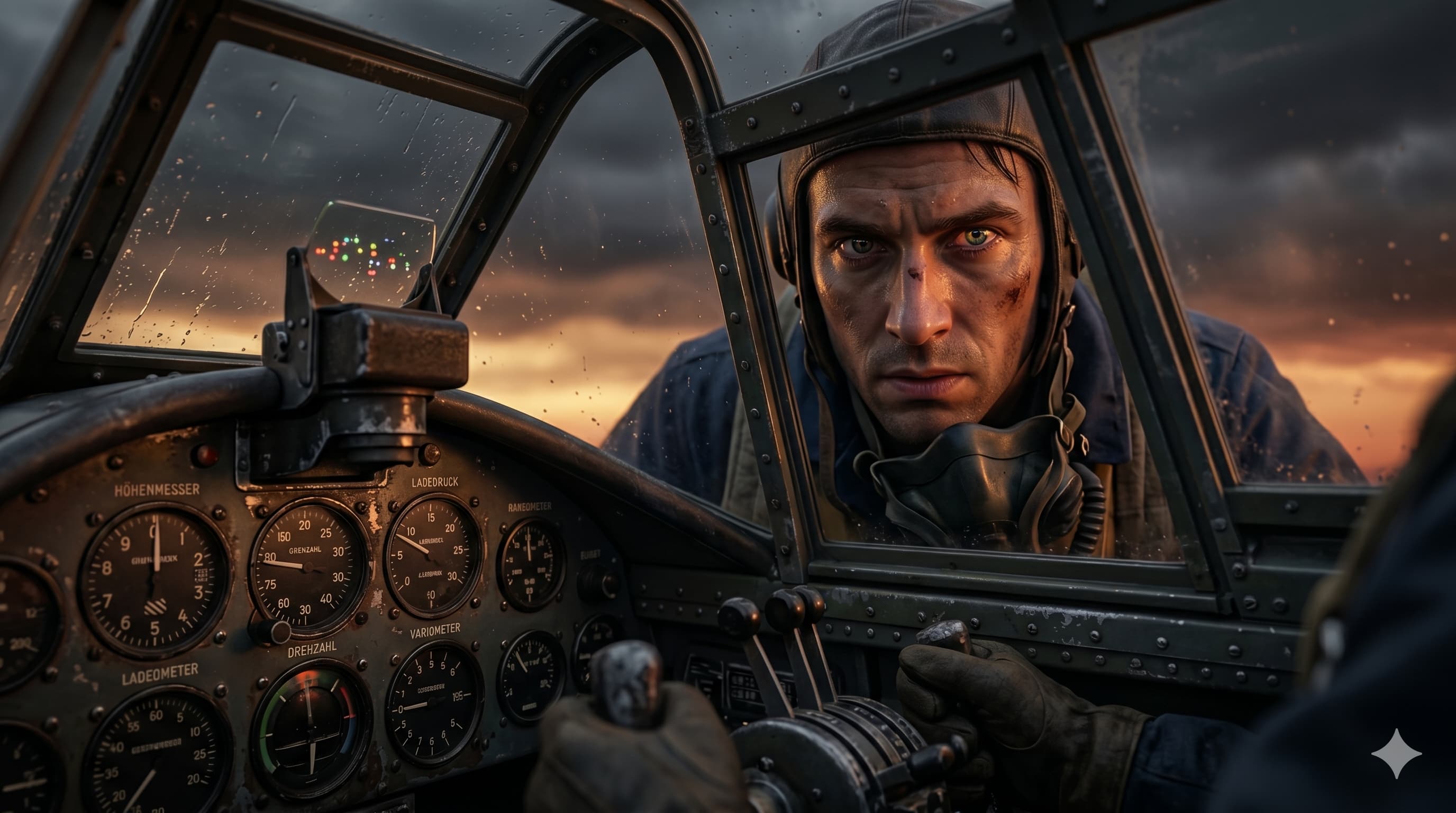 Пилот в кабината на немски изтребител