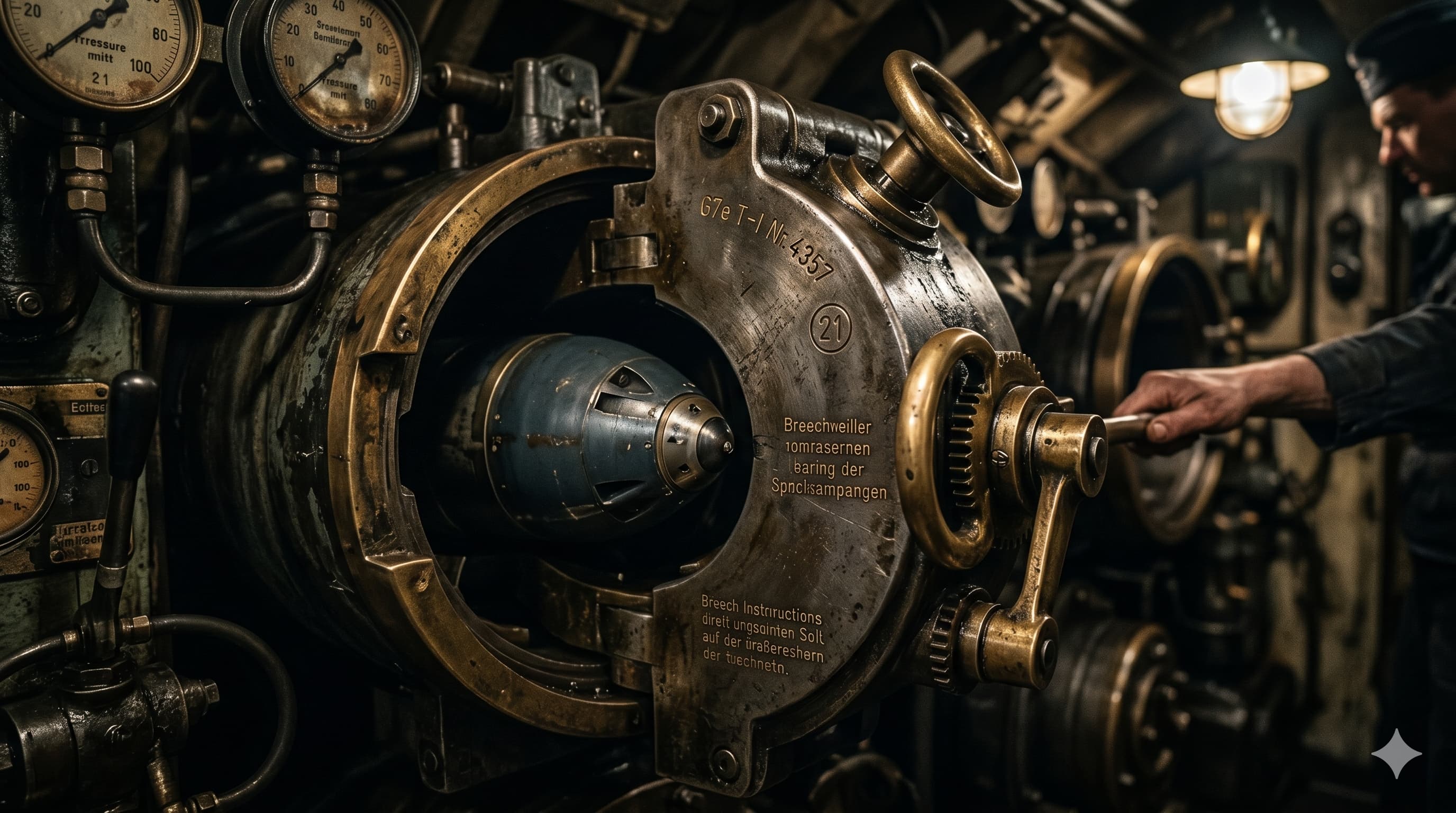 Торпеден отсек на U-boat — зареждане на торпедо